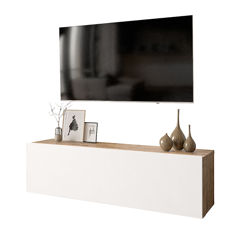 Έπιπλο τηλεόρασης επιτοίχιο Serit  λευκό-oak 100x31,5x29,5εκ - Pakobazaar