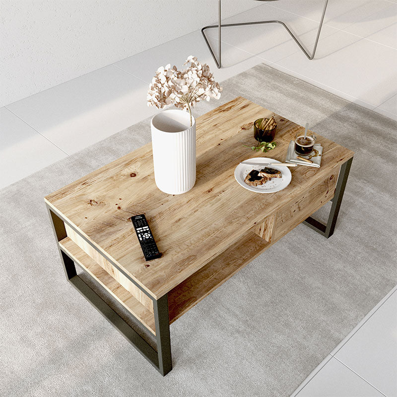 Τραπέζι σαλονιού Honora  oak-μαύρο 100x60x44,5εκ - Pakobazaar