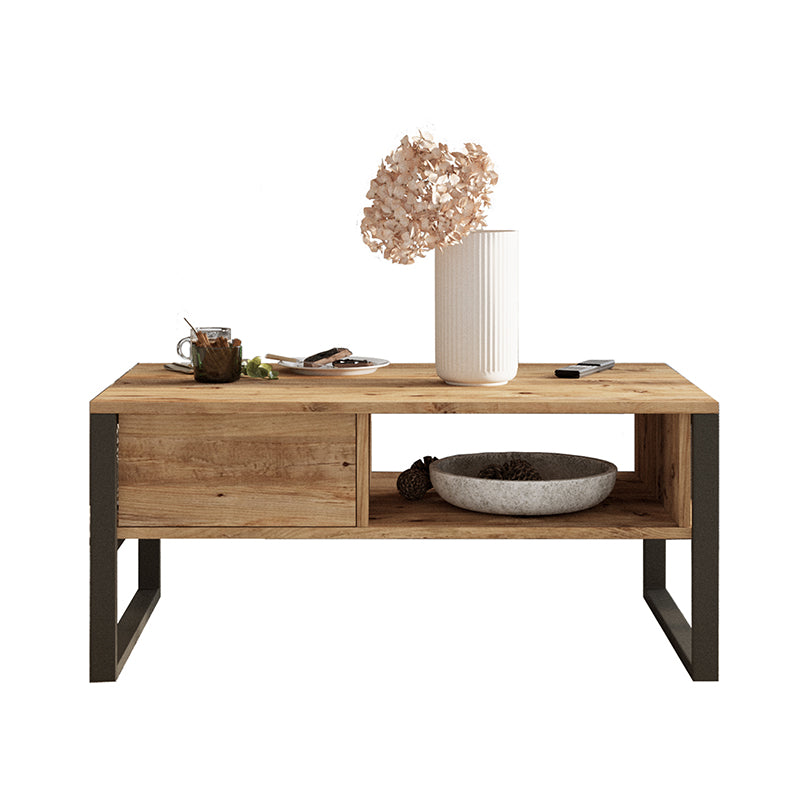 Τραπέζι σαλονιού Honora  oak-μαύρο 100x60x44,5εκ - Pakobazaar