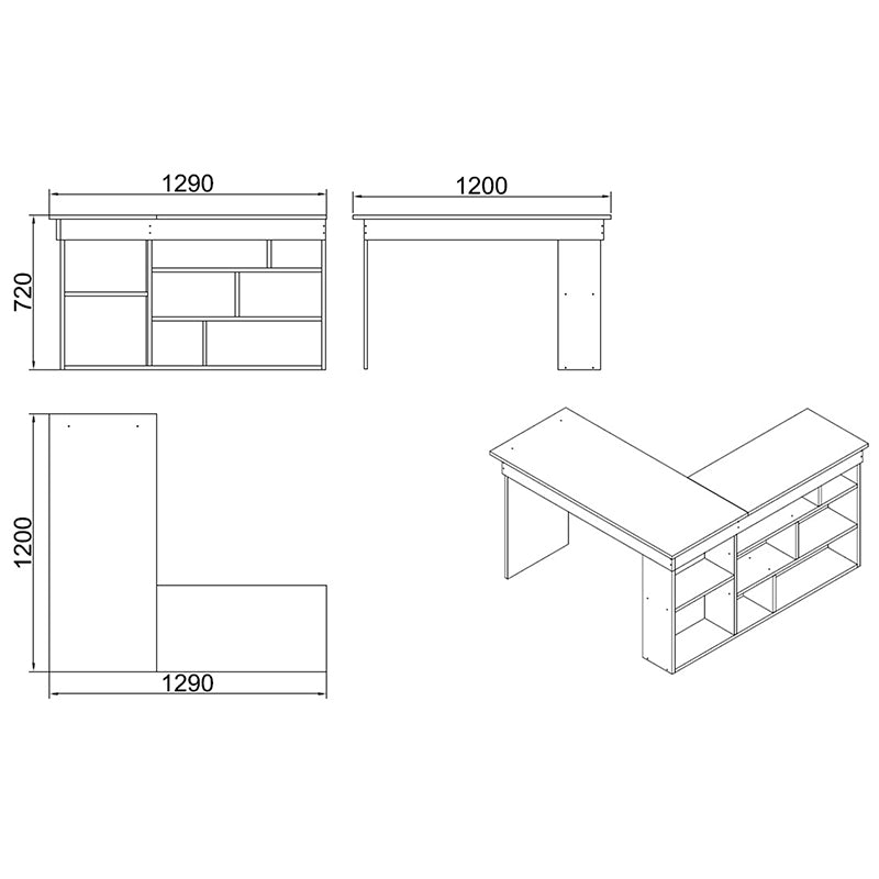 Γραφείο γωνιακό Rosaline  λευκό-oak 120x129x72εκ - Pakobazaar