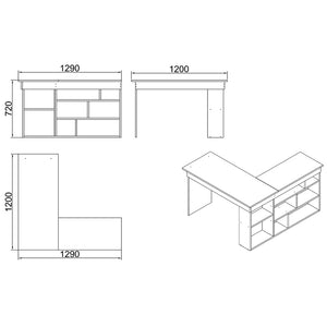Γραφείο γωνιακό Rosaline  λευκό-oak 120x129x72εκ - Pakobazaar