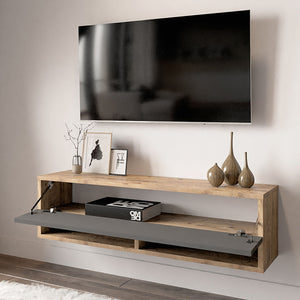 Έπιπλο τηλεόρασης επιτοίχιο Roscoe  ανθρακί-oak 100x31,5x29εκ - Image 4