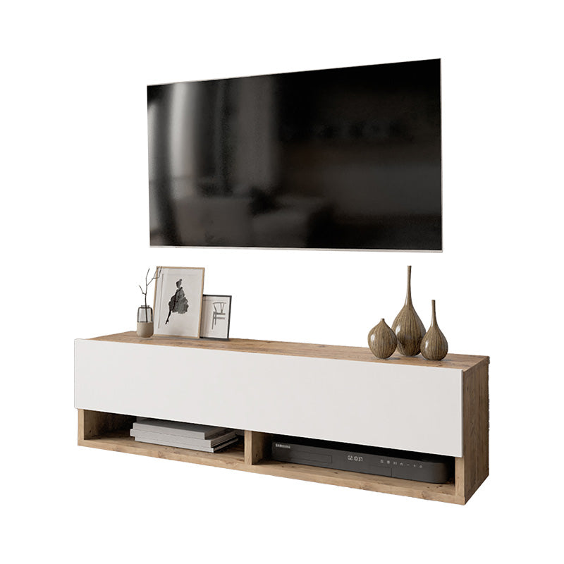 Έπιπλο τηλεόρασης επιτοίχιο Roscoe  λευκό-oak 100x31.5x29.5εκ - Pakobazaar
