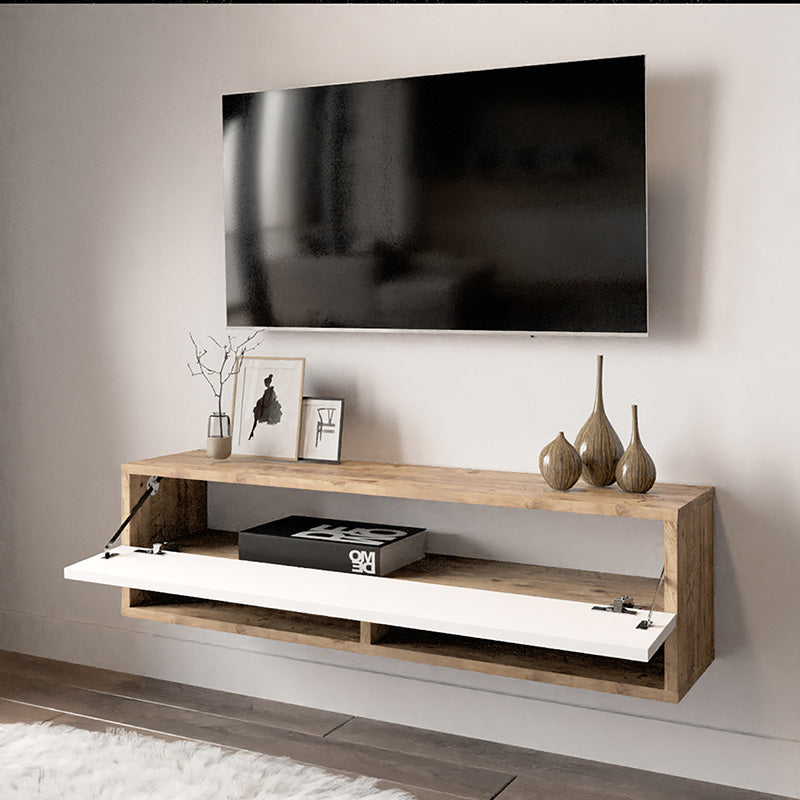 Έπιπλο τηλεόρασης επιτοίχιο Roscoe  λευκό-oak 100x31.5x29.5εκ - Pakobazaar