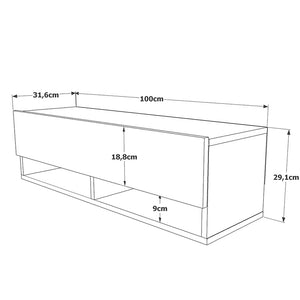 Έπιπλο τηλεόρασης επιτοίχιο Roscoe  λευκό-oak 100x31.5x29.5εκ - Pakobazaar