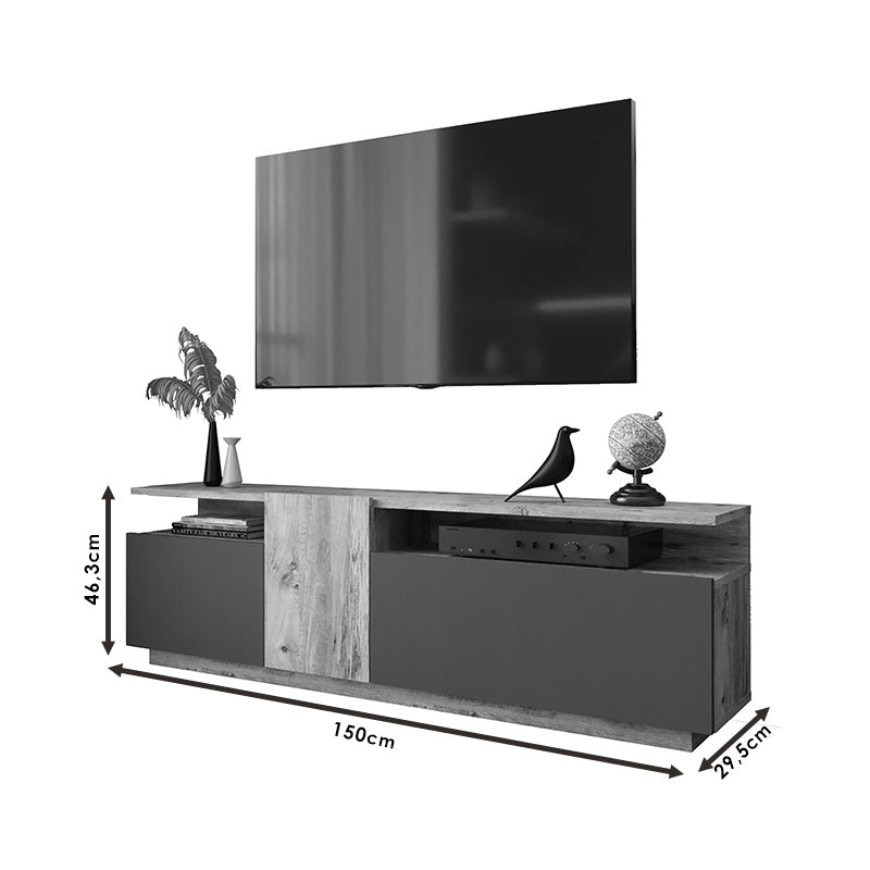 Έπιπλο τηλεόρασης Elana  sonoma-λευκό 150x29.5x46.3εκ - Pakobazaar