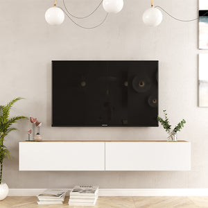 Έπιπλο τηλεόρασης επιτοίχιο Dello  λευκό-oak 180x31.6x29.6εκ - Image 4