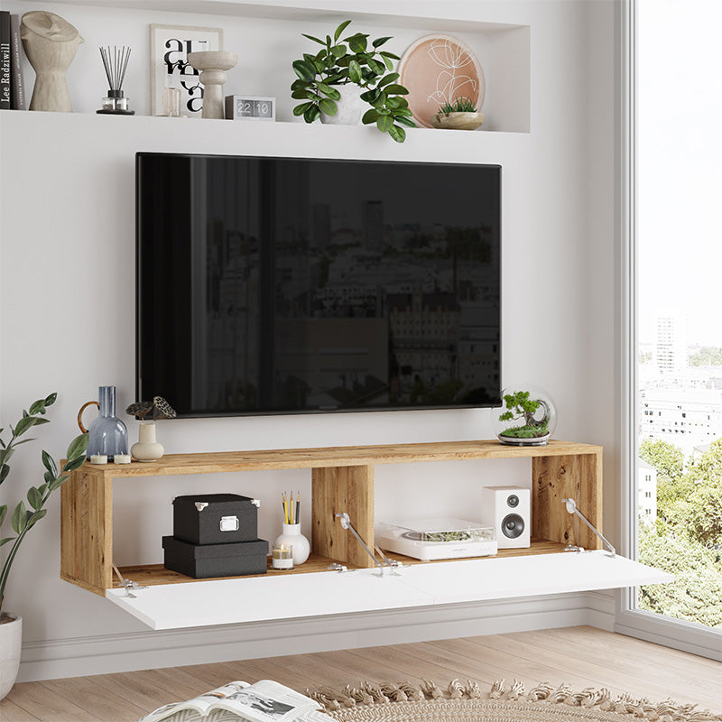 Έπιπλο τηλεόρασης επιτοίχιο Serit  λευκό-sonoma 140x31.6x29.6εκ - Image 2