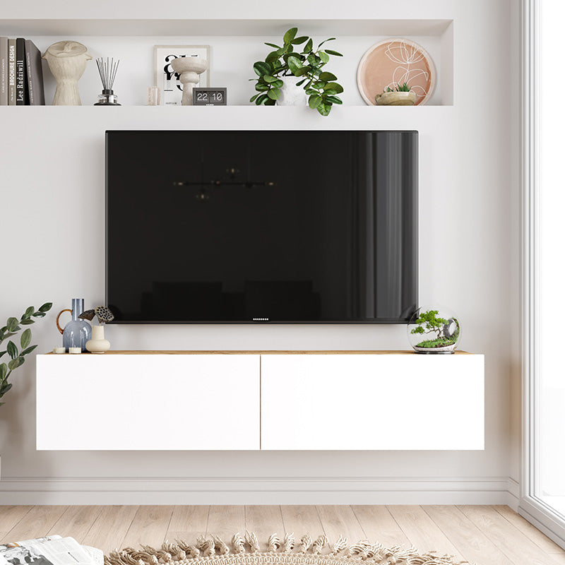 Έπιπλο τηλεόρασης επιτοίχιο Serit  λευκό-sonoma 140x31.6x29.6εκ - Image 3