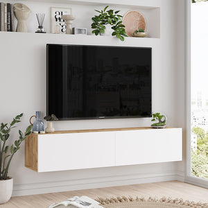 Έπιπλο τηλεόρασης επιτοίχιο Serit  λευκό-sonoma 140x31.6x29.6εκ - Image 4