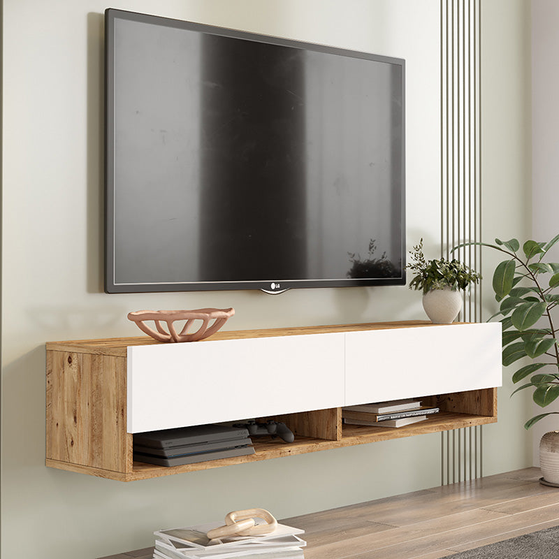 Έπιπλο τηλεόρασης επιτοίχιο Roscoe  λευκό-sonoma 140x31.6x29.6εκ - Pakobazaar