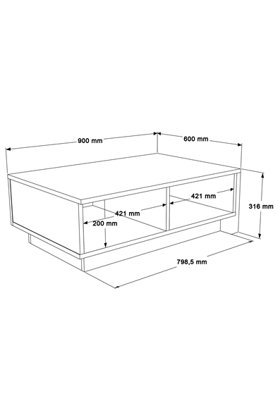 Τραπέζι σαλονιού Thunder  ανθρακί antique-γκρι antique 90x60x31.5εκ - Pakobazaar