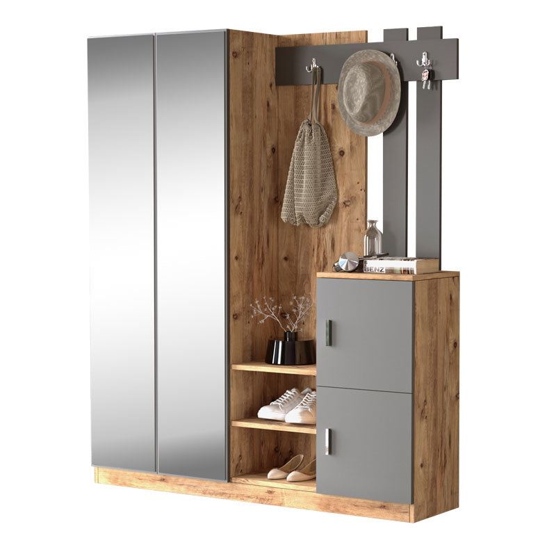 Έπιπλο εισόδου Doorse  μελαμίνης ανθρακί-oak 147.5x35x180εκ - Pakobazaar