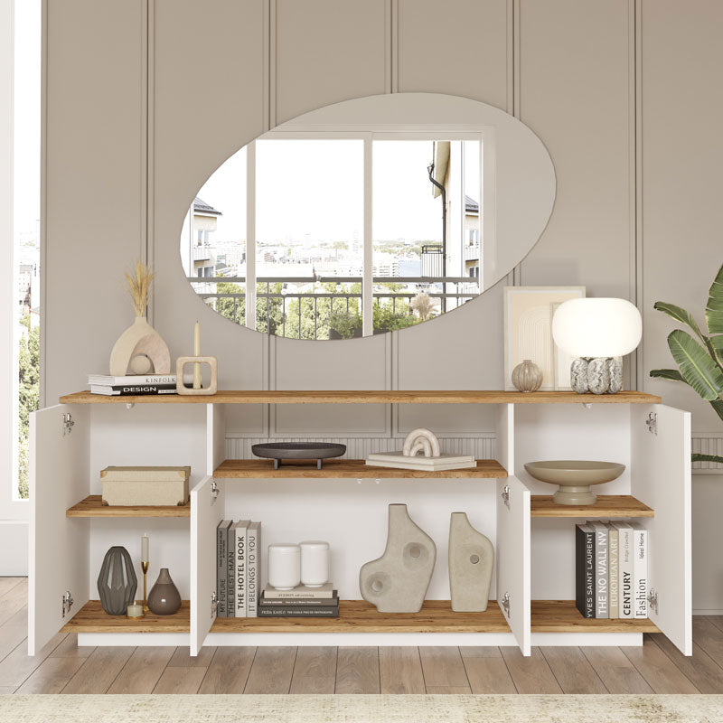 Μπουφές Placefol  μελαμίνης λευκό-φυσικό 180x44.5x75εκ - Pakobazaar