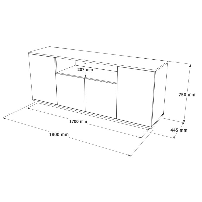 Μπουφές Placefol  μελαμίνης λευκό-φυσικό 180x44.5x75εκ - Pakobazaar
