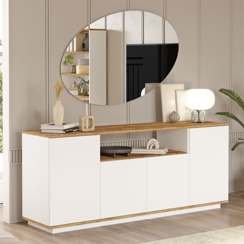 Μπουφές Placefol  μελαμίνης λευκό-φυσικό 180x44.5x75εκ - Pakobazaar