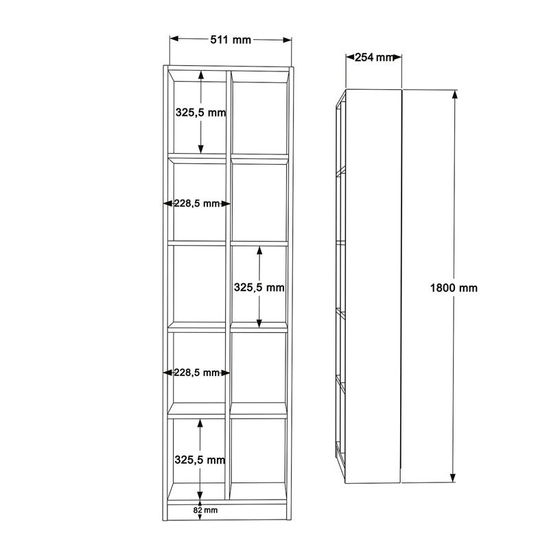 Βιβλιοθήκη Oteca 10θέσεων  oak 51.1x25.4x180εκ - Pakobazaar