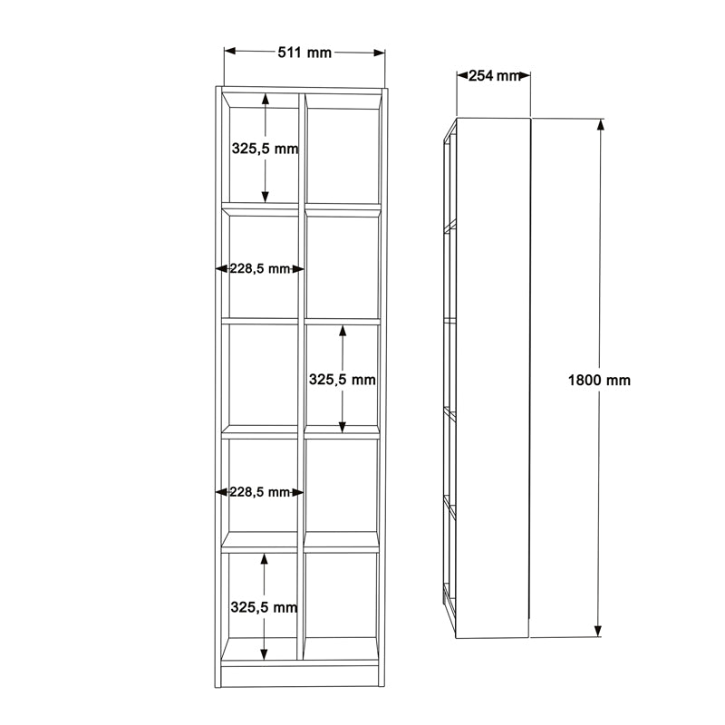 Βιβλιοθήκη Oteca 10θέσεων  σε λευκή απόχρωση 51.1x25.4x180εκ - Image 5