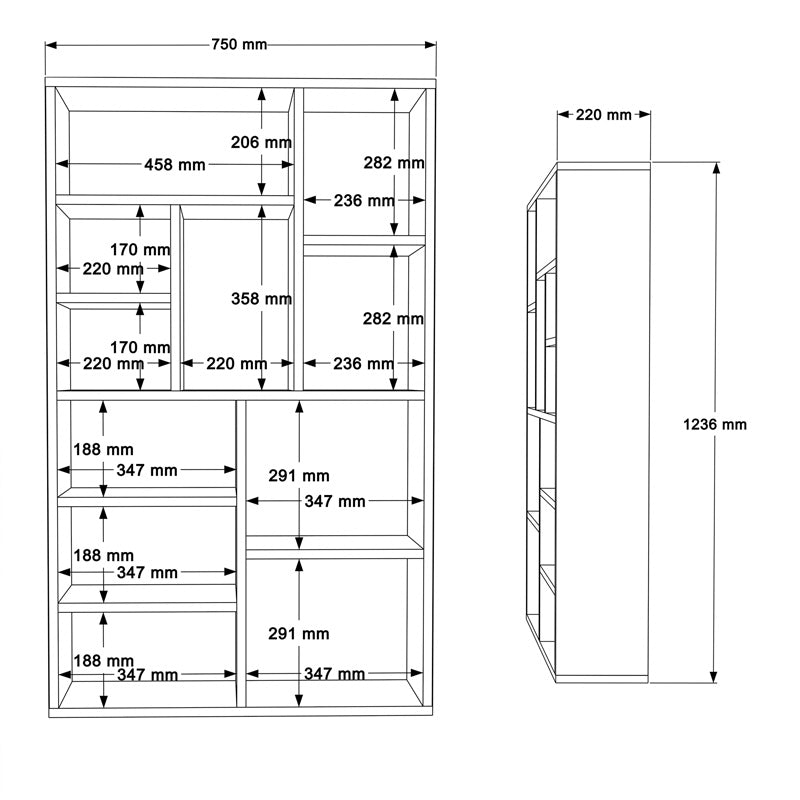 Βιβλιοθήκη Boteca 10θέσεων  σε λευκή απόχρωση 75x22x123.6εκ - Pakobazaar