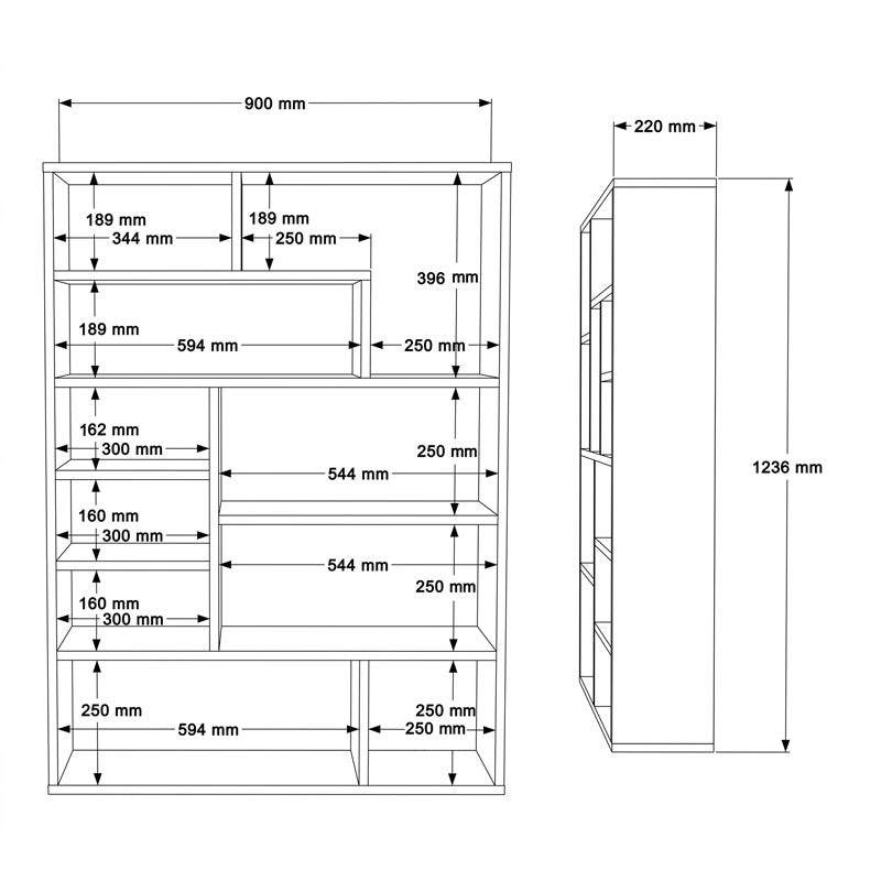 Βιβλιοθήκη Decora  σε φυσική-ανθρακί απόχρωση 90x22x123.6εκ - Pakobazaar