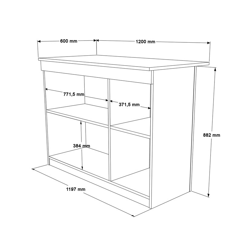 Τραπέζι-πάγκος κουζίνας Kogile  σε λευκή απόχρωση 120x60x88.2εκ