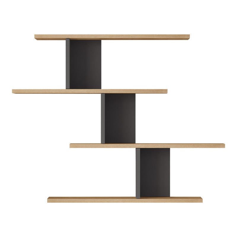 Ραφιέρα τοίχου Zaka  σε φυσική-ανθρακί απόχρωση 98.7x14.5x78εκ - Image 4