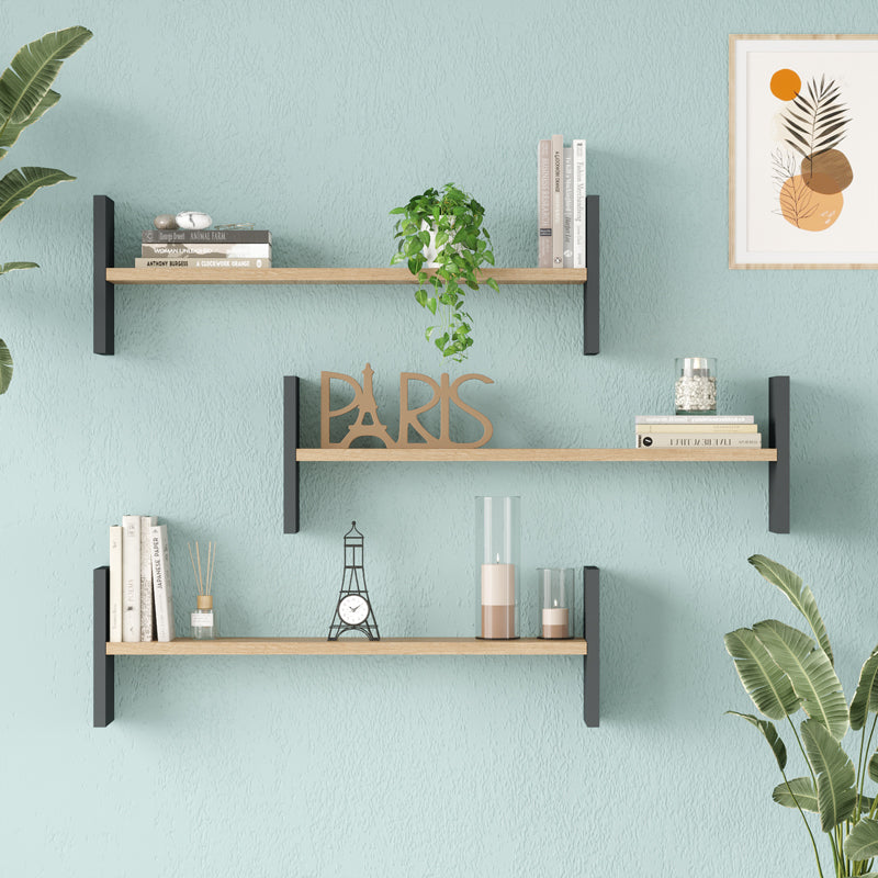 Ραφιέρα τοίχου Mento  oak με ανθρακί 75,6x14,5x23,6εκ - Pakobazaar