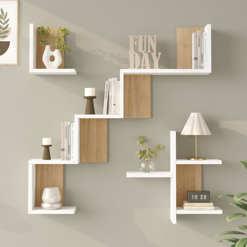 Ραφιέρα τοίχου Verso  λευκό με oak 99,4x14,5x103εκ - Pakobazaar