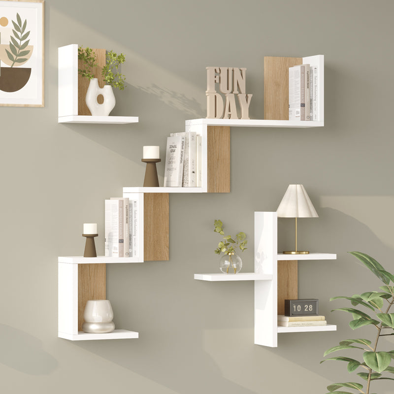 Ραφιέρα τοίχου Verso  λευκό με oak 99,4x14,5x103εκ - Pakobazaar