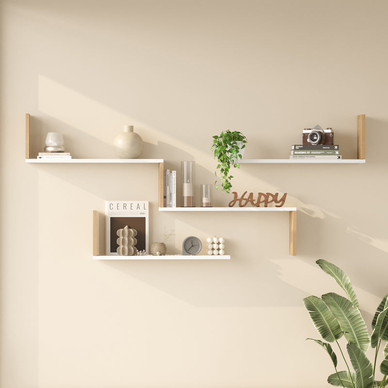 Ραφιέρα τοίχου Flear  λευκό με oak 179x14,5x76,2εκ - Pakobazaar