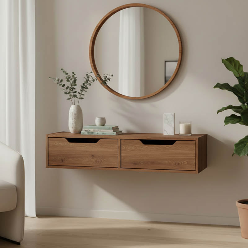 Κονσόλα επιτοίχια Alberto  σε καρυδί απόχρωση 100x32.5x22εκ - Pakobazaar