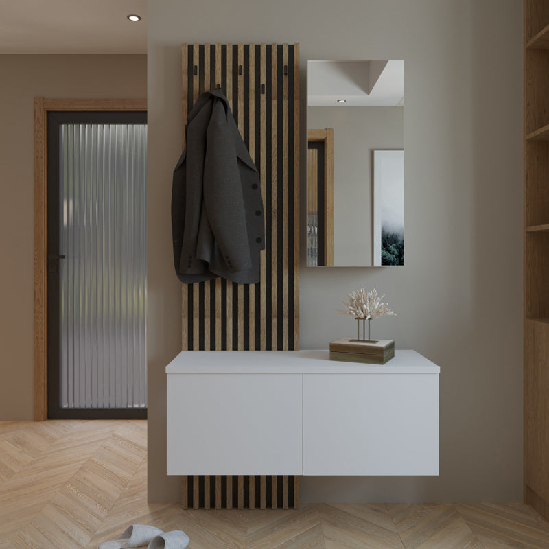 Έπιπλο εισόδου Arika  λευκό-sonoma 100x37x199.5εκ - Image 1