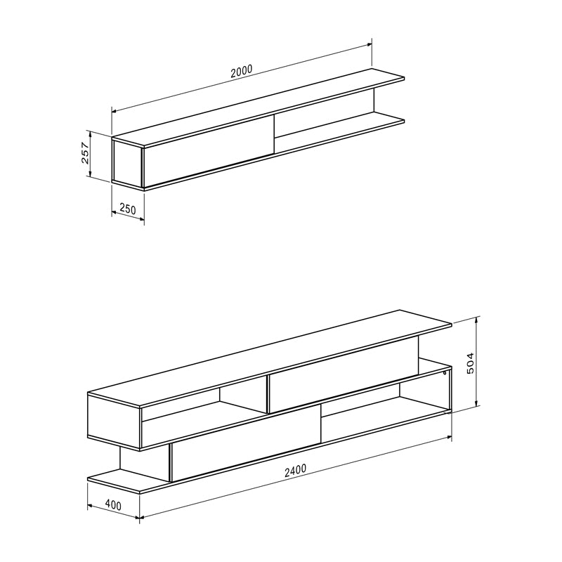 Σύνθετο σαλονιού Brick  σε sonoma oak-κρεμ απόχρωση 240x40x50.4εκ - Pakobazaar