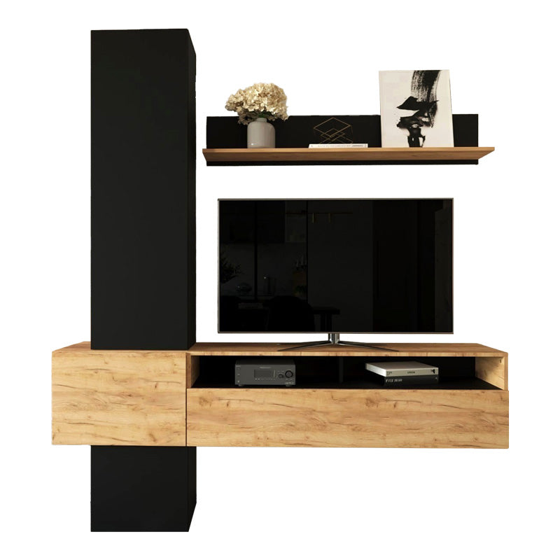 Σύνθετο σαλονιού Wendy  σε oak-μαύρη απόχρωση 195.1x37.3x219.1εκ - Pakobazaar