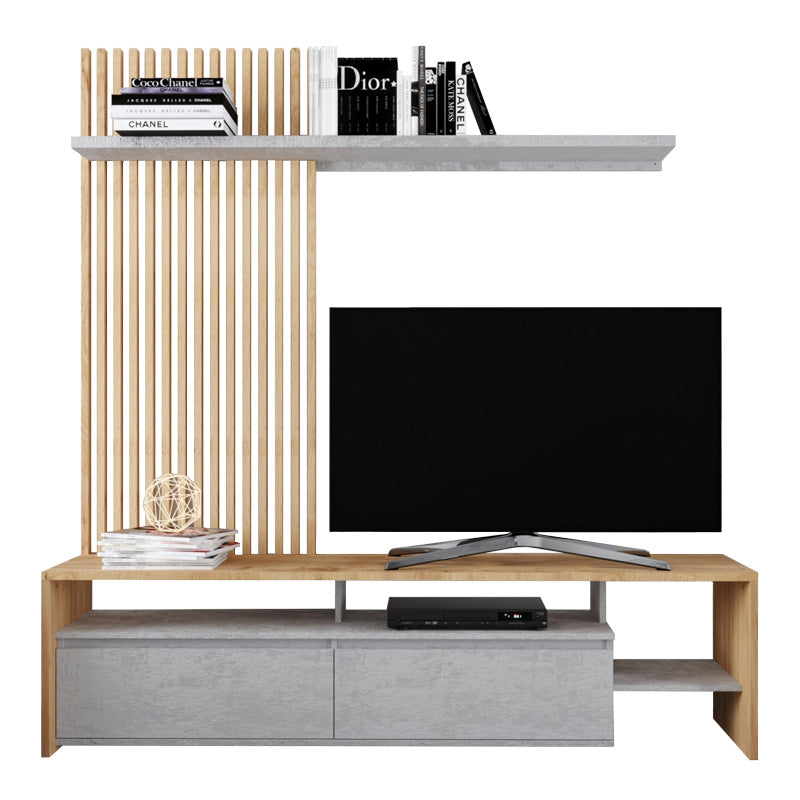 Σύνθετο σαλονιού Neo  σε oak-γκρι απόχρωση 190x40x200εκ - Pakobazaar