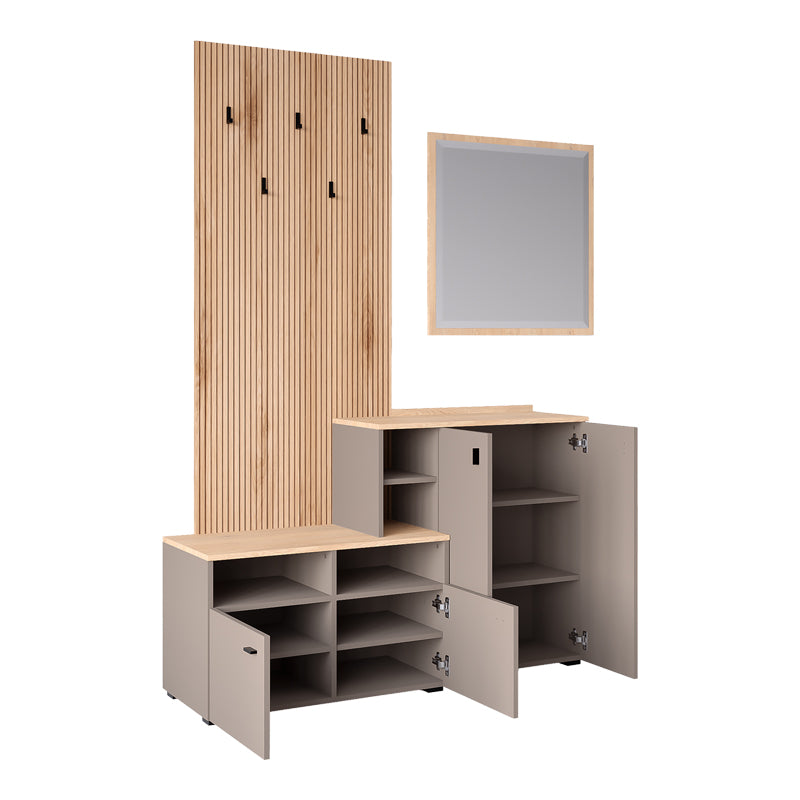 Έπιπλο εισόδου Ebro  σε oak-cappuccino απόχρωση 150.3x41.2x204.7εκ - Pakobazaar