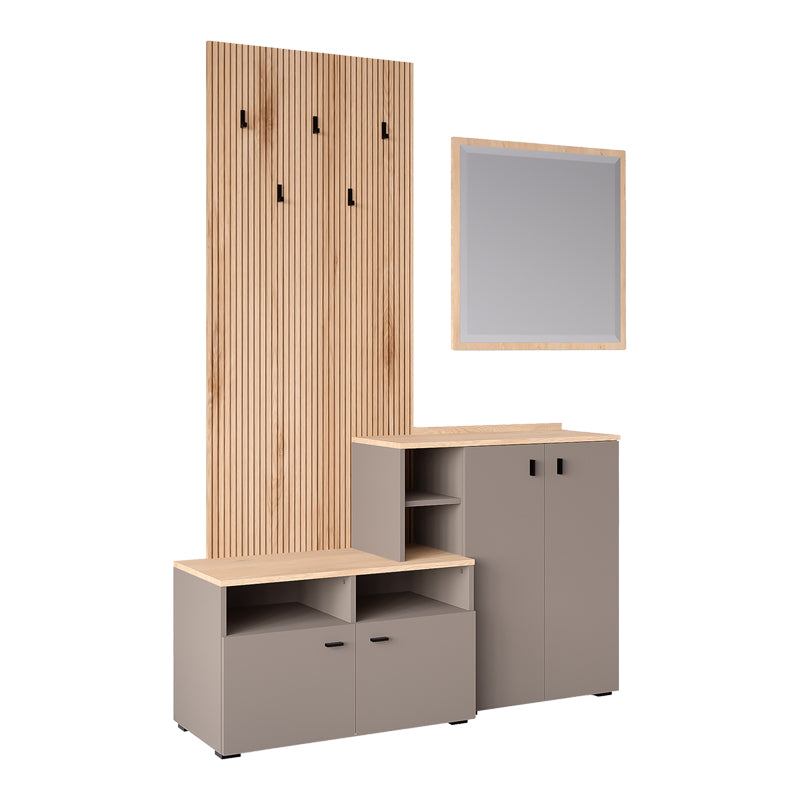 Έπιπλο εισόδου Ebro  σε oak-cappuccino απόχρωση 150.3x41.2x204.7εκ - Pakobazaar