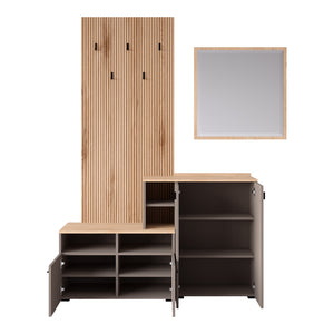 Έπιπλο εισόδου Ebro  σε oak-cappuccino απόχρωση 150.3x41.2x204.7εκ - Pakobazaar