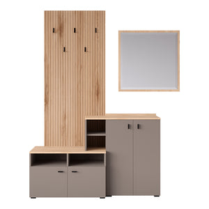 Έπιπλο εισόδου Ebro  σε oak-cappuccino απόχρωση 150.3x41.2x204.7εκ - Pakobazaar