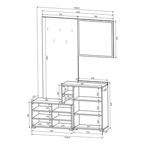 Έπιπλο εισόδου Ebro  σε oak-cappuccino απόχρωση 150.3x41.2x204.7εκ - Pakobazaar