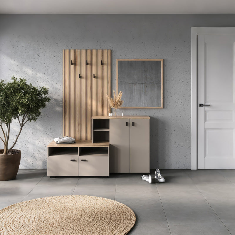 Έπιπλο εισόδου Ebro  σε oak-cappuccino απόχρωση 150.3x41.2x204.7εκ - Pakobazaar