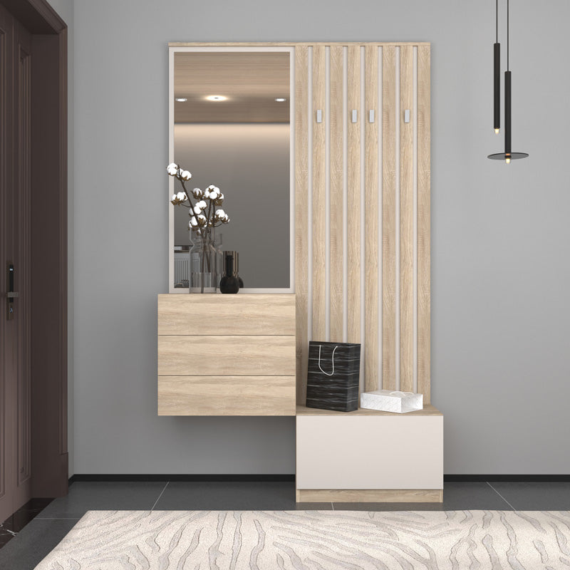 Έπιπλο εισόδου Halesy  sonoma-cappuccino 67x35.5x179.3εκ - Pakobazaar