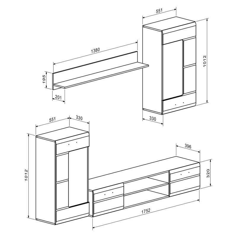 Σύνθετο σαλονιού Saleto  λευκό 230.2x39.6x202.4εκ - Pakobazaar