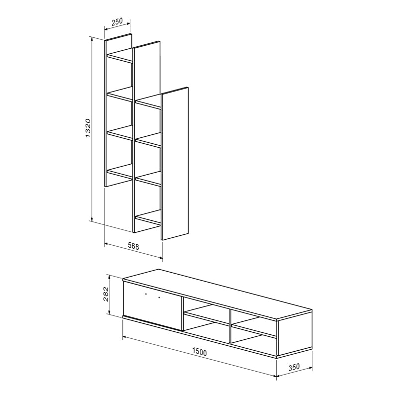 Σύνθετο σαλονιού Sarona  oak 150x35x160εκ - Pakobazaar