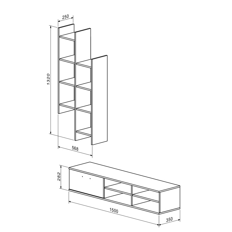Σύνθετο σαλονιού Sarona  oak 150x35x160εκ - Pakobazaar