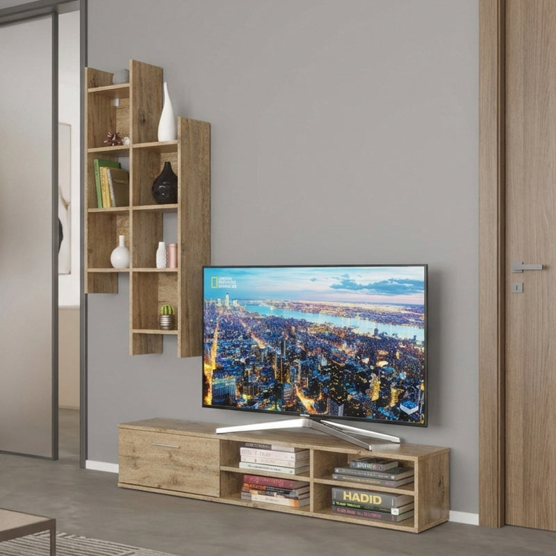 Σύνθετο σαλονιού Sarona  oak 150x35x160εκ - Pakobazaar