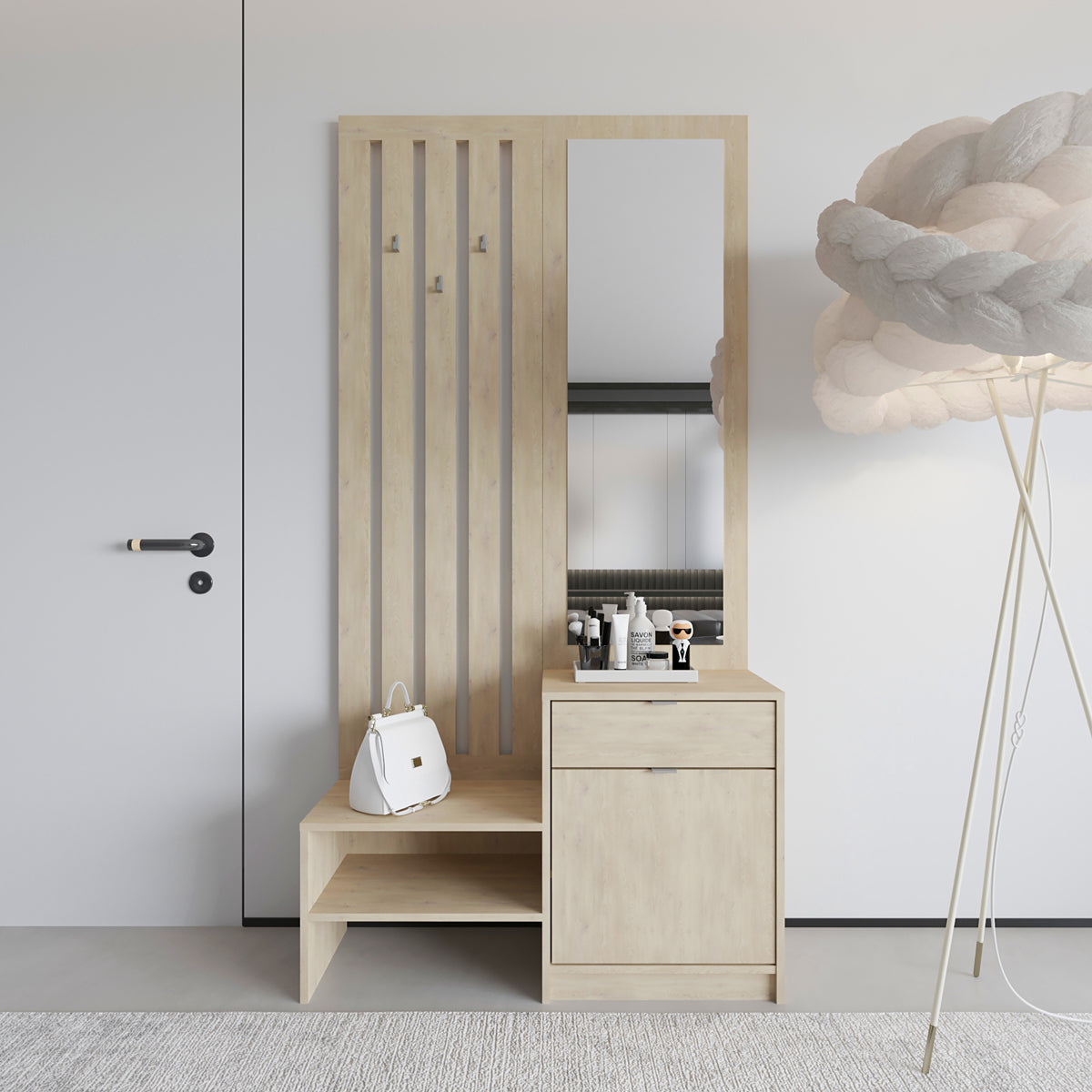 Έπιπλο εισόδου με καθρέπτη Citra  sonoma 100x34.3x199.5εκ - Pakobazaar