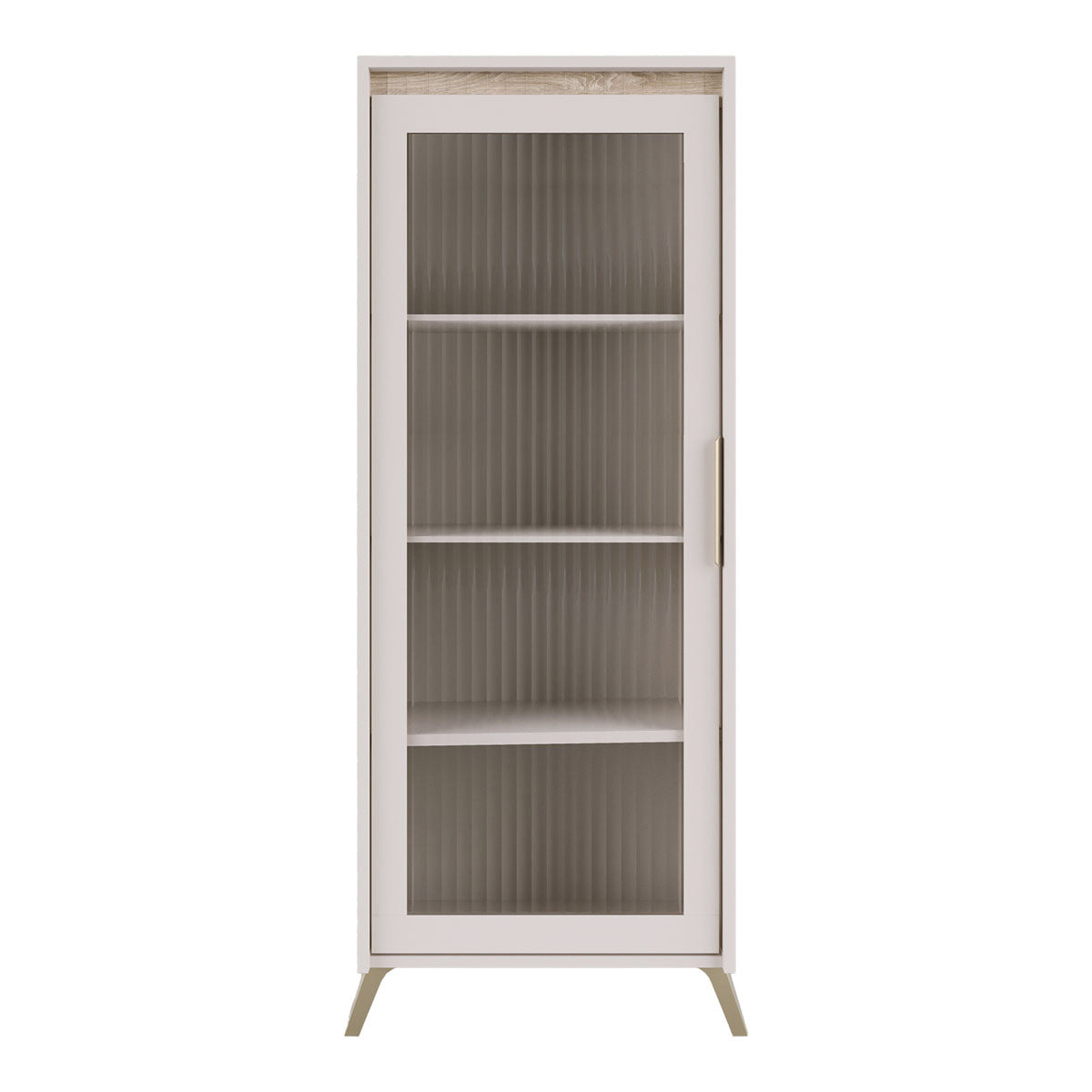Βιτρίνα Belka  κρεμ με oak 55,6x45x152,6εκ