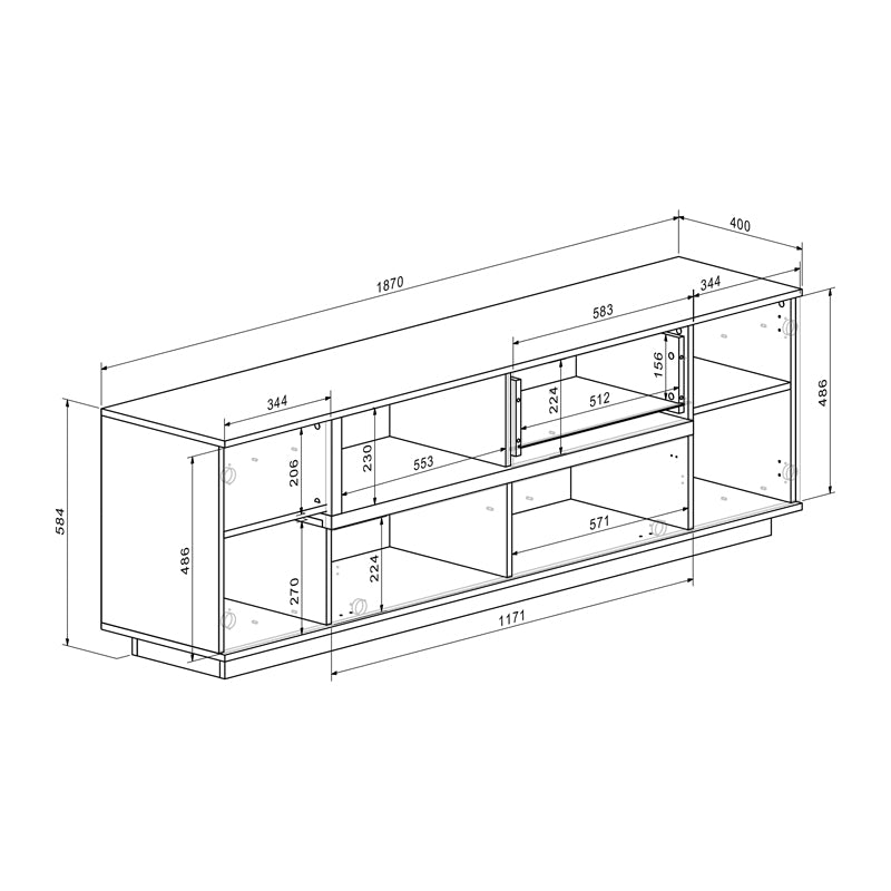 Σύνθετο σαλονιού Norda  κρεμ με oak 187x40x58,4εκ - Pakobazaar
