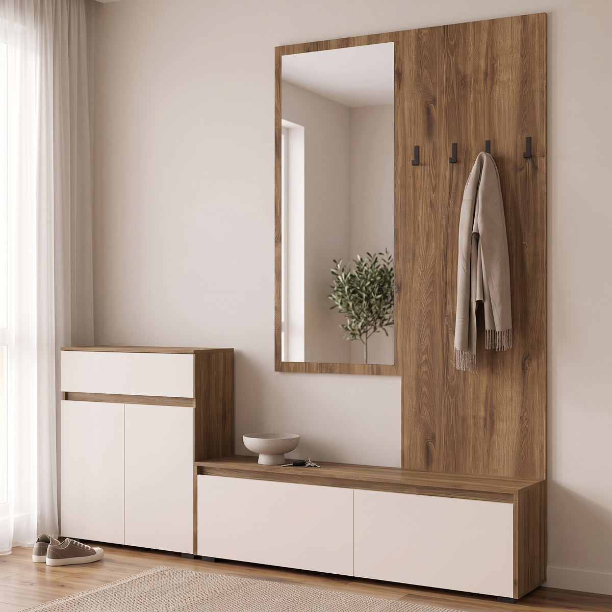 Έπιπλο εισόδου Ansia  καρυδί oak 210x44,7x175εκ - Pakobazaar